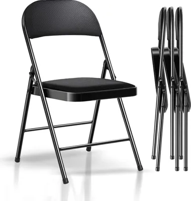 Produktbild von Klappstühle 4er Set, Klappstuhl Gepolstert, bis 204 kg Belastbar, Metall-Klappstuhl