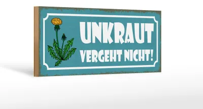 Produktbild von Holzschild Spruch 27x10cm Unkraut vergeht nicht Garten