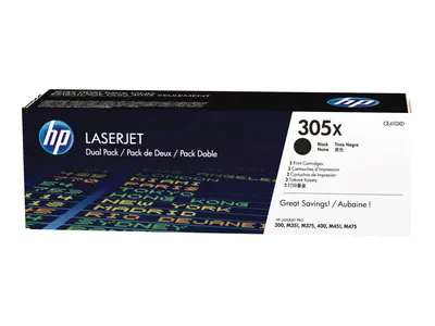 Produktbild von HP 305X 2er-Pack Schwarz Original LaserJet Tonerkartuschen mit hoher Reichweite, 8000 Seiten, Schwarz, 2 Stück(e)