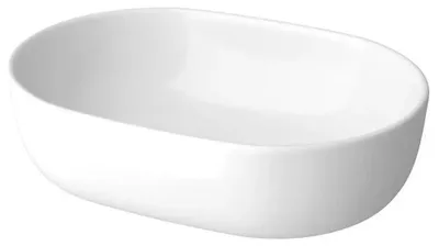 Zdjęcie produktu dla Umywalka nablatowa Moduo 50 cm owalna, ceramika, nowoczesny design, bez otworu na baterię i przelewowego