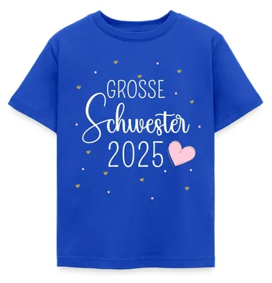 Produktbild von Spreadshirt Große Schwester 2025 Mit Herzchen Kinder T-Shirt, 122/128 (7-8 Jahre), Royalblau