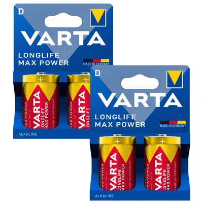 Zdjęcie produktu dla 4 sztuki baterii VARTA Longlife Max Power R-20 R20 D