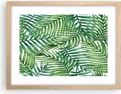 Produktbild von Gerahmtes Poster - Rahmen in heller Eiche - Palme Blatt grün - 40x30 cm - Wand Bild - Wanddeko - Wandbilder - Kunstposter - Wandposter - Bilderrahmen - Bilder - Kunstdruck - Wandbild - P2NAA40x30-3777