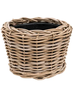 Produktbild von VAN DER LEEDEN DRYPOT® Rattan Pflanzkübel Grau Ø 25 cm - Sylter Körbe