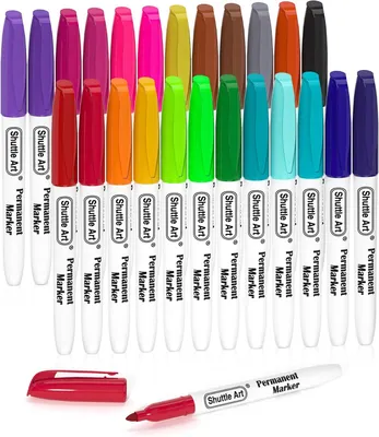 Productafbeelding van Art Permanente Markers - 24 Verschillende Kleuren Permanente Stiften met Fijne Punt - Niet Giftig voor Kunststof - Hout - Steen - Metaal & Glas
