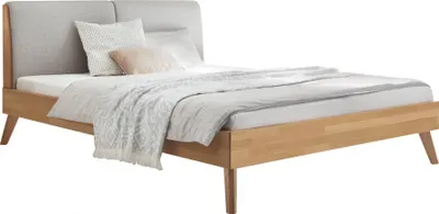 Produktbild von HASENA Bett Simone 25 Eiche bianco Polsterkopfteil grau 160x200