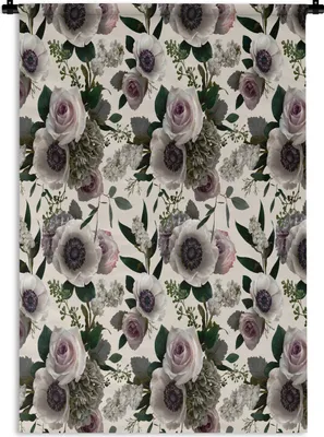 Produktbild von MuchoWow® Wandteppich Wandbehang Blumen - Rosen - Blätter 120x180 cm Tapisserie Dekoration Wandtuch - Schlafzimmer - Dekorationen für das Haus