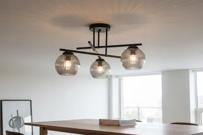 Zdjęcie produktu dla Euro-Lamp Lampa Sufitowa Nexus 3 czarny Klosz Prążek Chrom 3x60W PRODUCENT