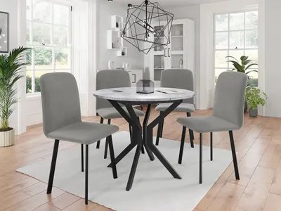 Immagine prodotto di Tavolo da pranzo rotondo piccolo 90 cm DIAMENT 1 - marmo grigio / nero