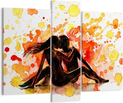Produktbild von Bild auf Leinwand - Leinwandbild - Paar Kuss Mehrfarbig Flitterwochen - 95x80cm - Wand Bild - Wanddeko - Leinwanddruck - Bilder - Kunstdruck - Leinwand bilder - Wandkunst - CB95x80-2990