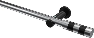 Produktbild von Interdeco Gardinenstange / Vorhangstange Chrom / Schwarz, Typ Platon Mavell (Zylinder Bicolor) ohne Ringe, 20 mm Ø 1-läufig, 400 cm