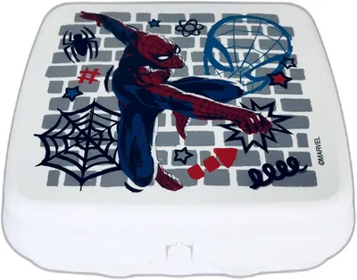 Produktbild von Tupperware to Go Twin Eco+ Spiderman Marvel weiß blau Brotdose Sandwich Box Behälter Kindi Twin Kind Kindergarten Schule