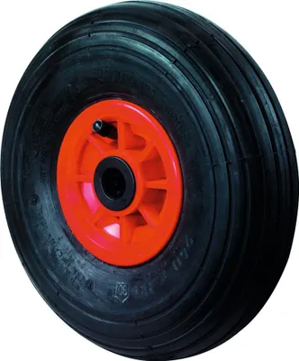 Produktbild von Luftbereiftes Rad, Gummi schwarz, Rillenprofil, Durchm. 400 mm, Traglast 250 kg, Kunststofffelge, Gleitlager