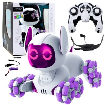 Produktbild von TOOBY Roboterhund, ferngesteuert, 360°-Lichter, Sounds, weiß und lila