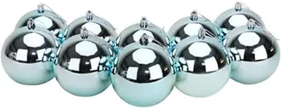 Productafbeelding van Extra grote kerstballen van 100 mm in kleur - Set van 10 - Kerstboomversieringen (ijsblauw)
