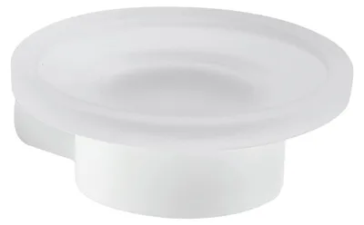 Seifenschale weiß, Cromall/Messing/Glas, 4x11x11,2 cm