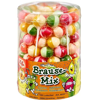 Zdjęcie produktu dla Lizaki Küfa Brause Mix w 4 smakach 100 sztuk 1800g