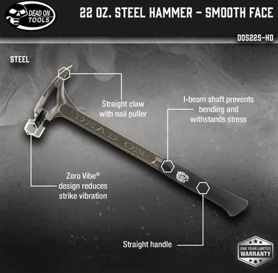 Produktbild von 18 Zoll Stahlhammer 22oz Silber robust und dauerhaft