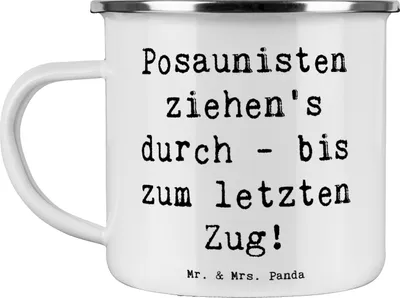 Produktbild von Mr. & Mrs. Panda Teetasse Spruch Trombone Durchzieher - Weiß - Geschenk, Haferl, Lernen, Teebecher, Instrument, Musiker, Blues, Pott, Emaille Tasse, Kaffeepott, Posaune