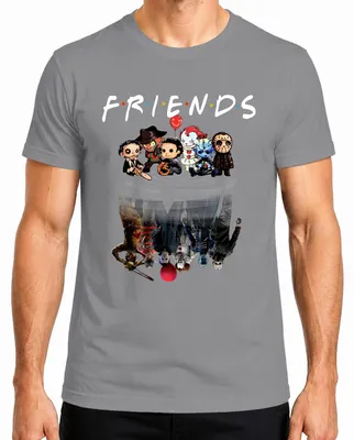 Immagine prodotto di Maglietta da uomo FRIENDS Horror Icons Pennywise Michael Jason Freddy Pinhead, grigio, L