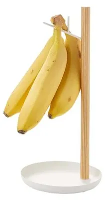 Produktbild von Yamazaki 2411 TOSCA Banana Stand, white, Steel/Wood, 13 x 13 x 28 cm