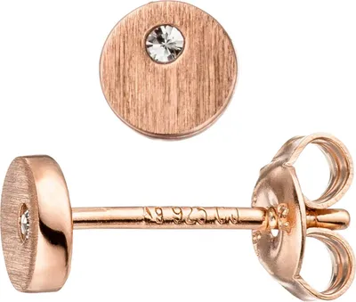 Produktbild von JOBO Ohrstecker rund 925 Sterling Silber rotgold vergoldet matt 2 Zirkonia Ohrringe