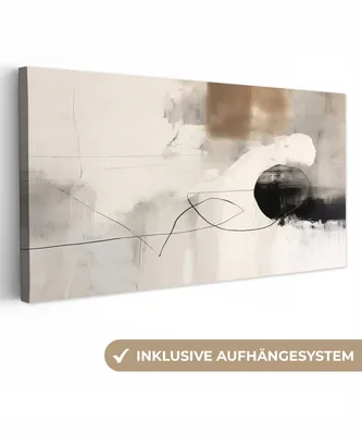 Produktbild von MuchoWow® - Leinwandbilder - Abstrakte Kunst - Grau - Industriell, Wandbild, Wanddeko Bilder Wohnzimmer, 80x40 cm