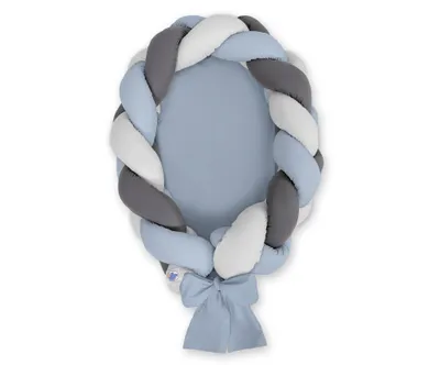 Image de Cocon tissé 2 en 1 pour bébé - bleu de mariée-gris