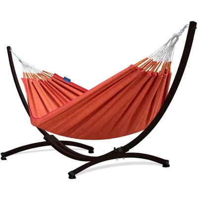 Produktbild von Potenza Outdoor Hängematte mit Gestell für 2 Personen I Medelin - 100% Baumwolle Doppelhängematte 230x160, 200kg I Hängemattengestell 220kg, wetterfest