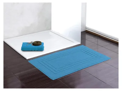 Produktbild von 2er Pack Frottee Badvorleger | Doppelpack Duschvorleger 50x70 cm | Türkis