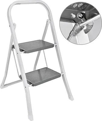 Produktbild von Hi Klapptritt 2-stufig Stahlrohr, Metall, Grau, Silber, 150 kg, Einfarbig, 2 Schritte, CE