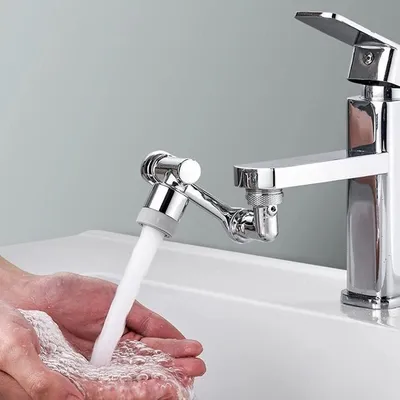Obrázek produktu pro Univerzální, 1080° otočný nástavec na vodovodní kohoutek - šedý - ochrana proti stříkající vodě