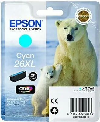 Immagine prodotto di Epson 26XL - Formato XL - Ciano - Originale - Cartuccia d'inchiostro - per Expression Photo XP-760, Expression Premium XP-510, 520,