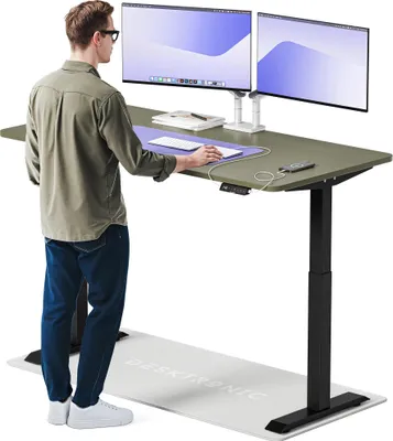 Produktbild von Desktronic HomeOne Elektrisch höhenverstellbarer Schreibtisch 160x80cm Schwarz/Grün mit Memory-Funktion, Anti-Kollisions Technologie, USB-A und USB-C-Ladeanschlüssen