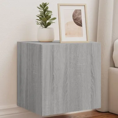 Produktbild von TV-Wandschrank mit LED-Leuchten Grau Sonoma 40,5x35x40 cm , Kommoden 2024 Neu