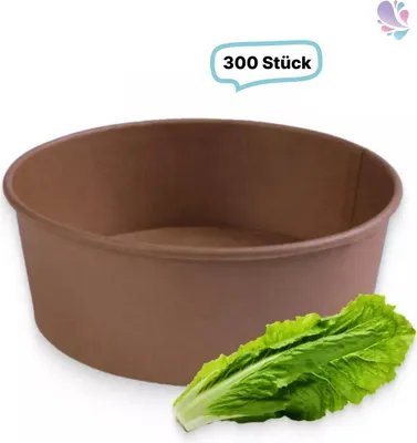 Produktbild von Salatboxen Salatschalen braun 1200ml, 300 Stück, to go, take away, biologisch abbaubar, Kraftpapier+ PLA