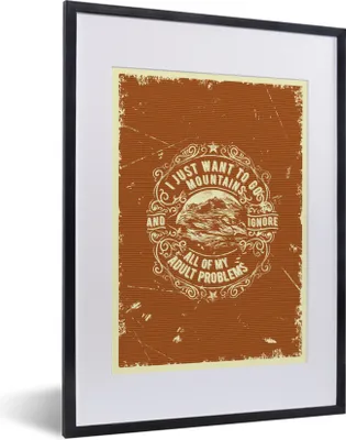 Produktbild von MuchoWow® MuchoWow® Gerahmtes Poster Jahrgang - Berg - Text 30x40 cm - Poster mit zchwarzem Bilderrahmen - Wandposter Schlafzimmer