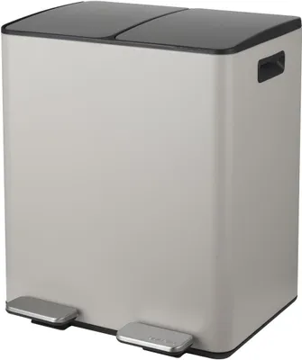 Produktbild von spirella Mülleimer Mülltrennsystem Mülltrennung mit Deckel 40 L (2x20 Liter) mit Inneneimer große Abfallbehälter Abfalleimer Treteimer Edelstahl Taupe