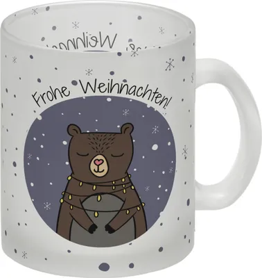 Produktbild von Frohe Weihnachten Glas Tasse mit süßem Bären
