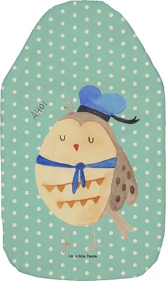 Produktbild von Mr. & Mrs. Panda Wärmflasche Eule Matrose - Türkis Pastell - Geschenk, Wärmekissen, Wärmflaschen mit Bezug, Bettflasche, Heimathafen, Owl, Ehe, Hochzeitstag, Freundin