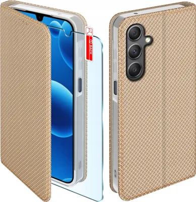 Immagine prodotto di Etui z klapką do Samsung A26 5G Zamykane Złote Futerał + Szkło 9H