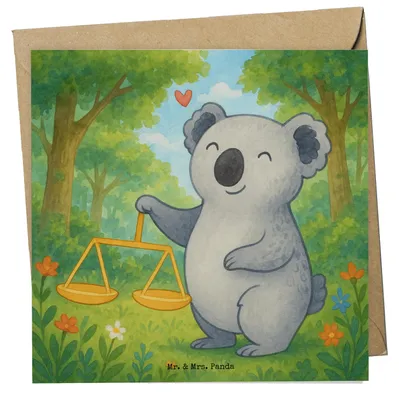 Produktbild von Mr. & Mrs. Panda Deluxe Karte Waage Astrologie Design - Weiß - Geschenk, Tierkreiszeichen, Klappkarte, Geburtstagsgeschenk, Glückwunschkarte, faltkarte, Sternzeichen