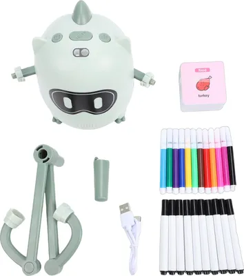Image de Robot dessinateur pour enfants, machine d'apprentissage interactive en forme de dinosaure avec 100 cartes