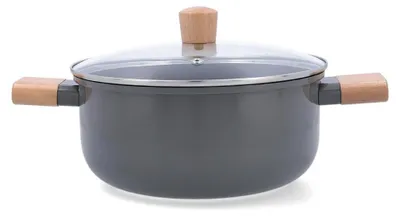 Kochtopf 20 cm, Aluminium, Keramikbeschichtung, schwarz, mit Deckel