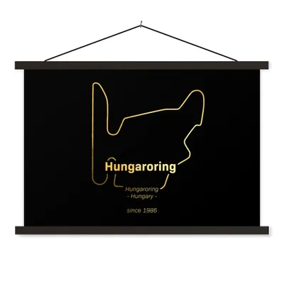 Produktbild von MuchoWow® Textilposter Hungaroring - F1 - Rennstrecke 90x60 cm mit schwarzem Rahmen - Aufhängungssatz