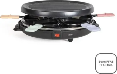 Produktbild von Raclette-Grill LIVOO DOC207P, 800W, 6 Personen, Abnehmbare Grillplatte, 6 Spatel, 6 Antihaft-Pfännchen