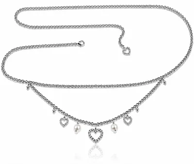 Produktbild von Ketten-Trachtengürtel "Strass-Herz und Perle" | Altsilber Variante: S/M (110 cm)