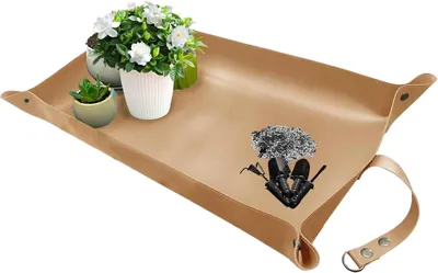 Produktbild von Faltbare Pflanzen-Umtopfmatte aus wasserdichtem Leder, 43, 2 x 76, 2 cm, tragbar, zum Umtopfen von Zimmerpflanzen, Khaki