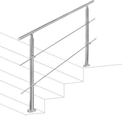 Obrázok produktu pre SWANEW Schodiskové zábradlie Zábradlie z nehrdzavejúcej ocele Zábradlie schodisko Ø42mm pre schody balkón Vnútorné a vonkajšie 120CM s 2 priečkami