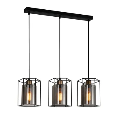 Immagine prodotto di Lampadario industriale nero Italux Kalula PND-78901-3-BK+SG